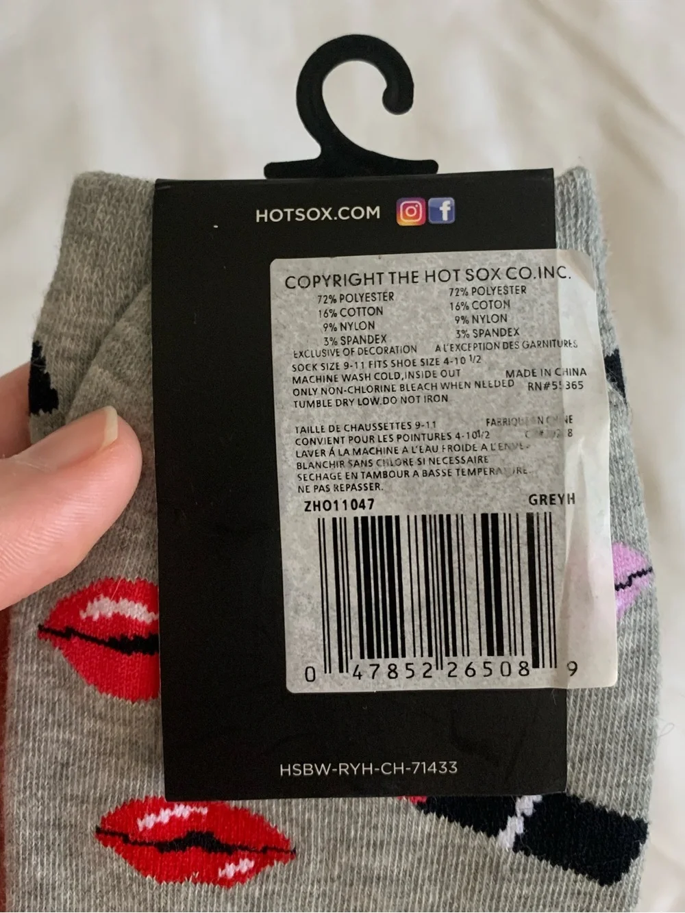 Lipstick Hot Sox Women’s Size 4-10.5